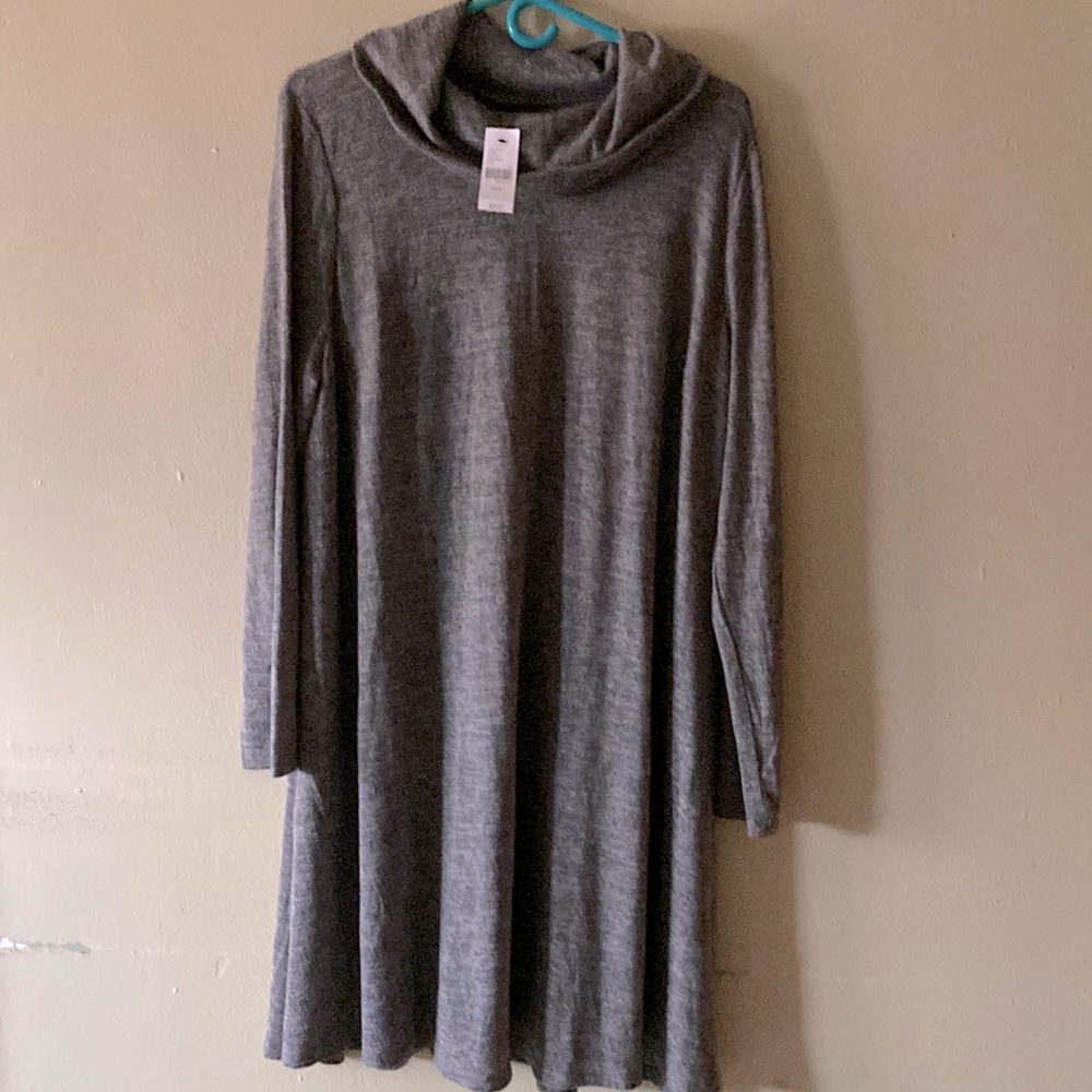 Gray cow neck dress